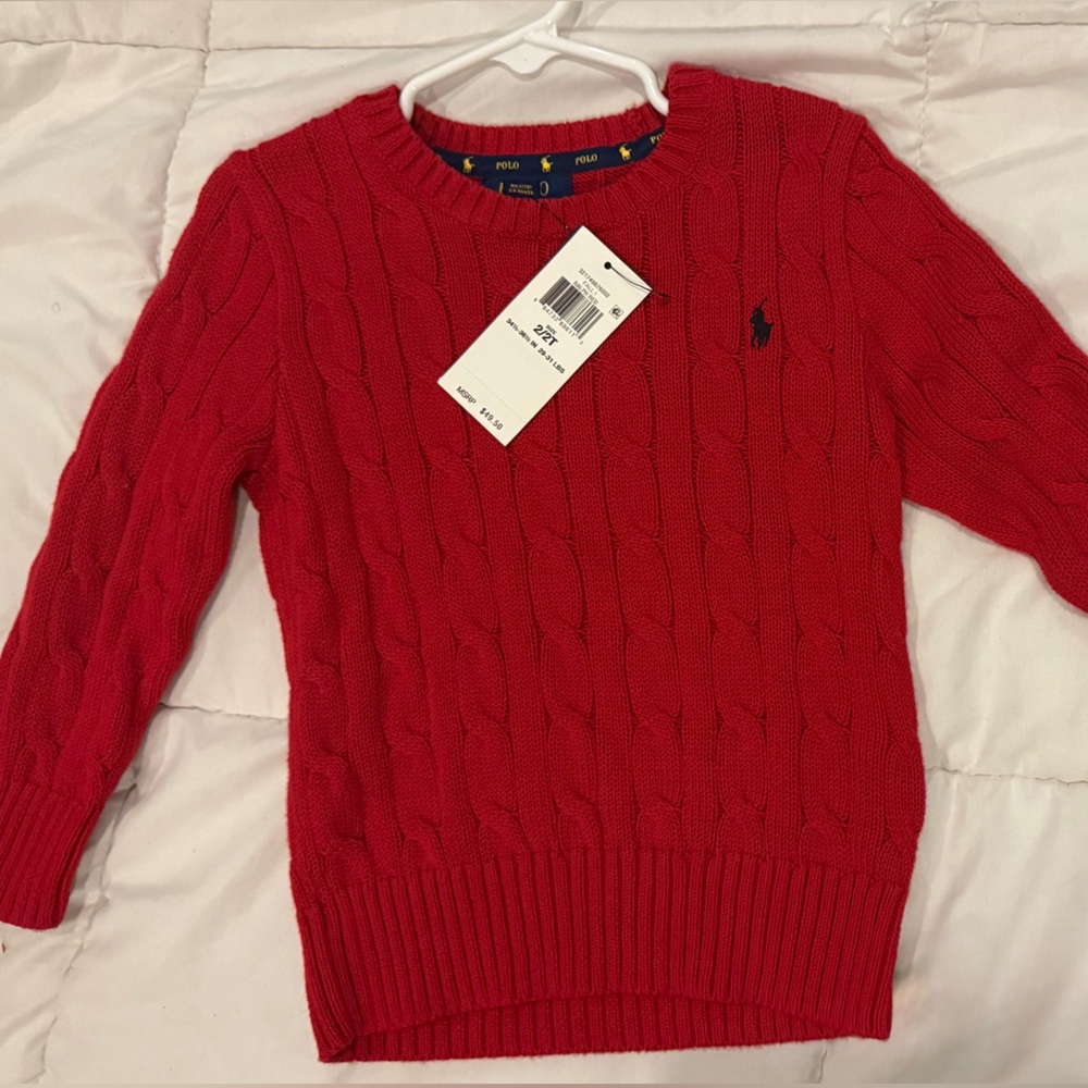 Ralph Lauren Kids Red Cable-Knit Sweater